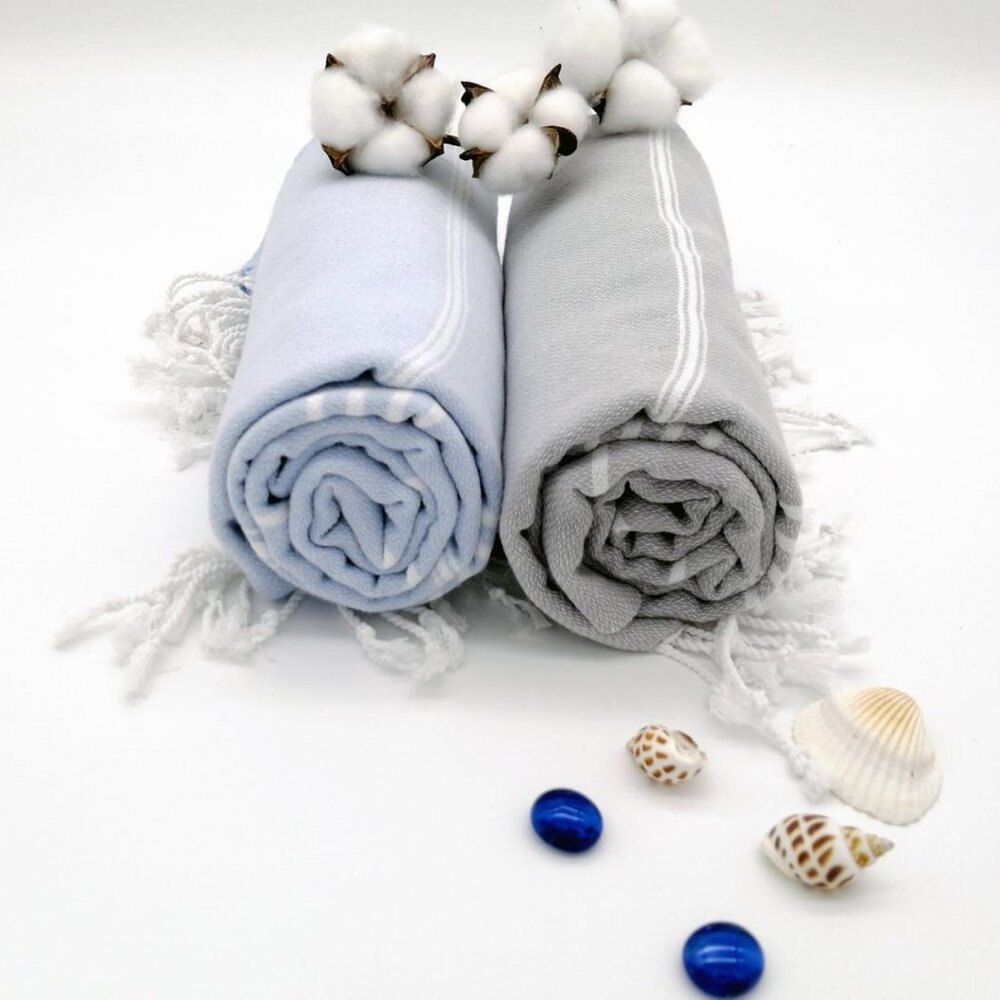 Turkish Towel, Beach Bath Yoga Gym, Turkish Cotton, Lightweight towel Blue